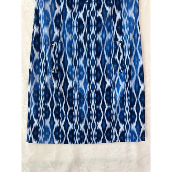 Zenergy Chico's UPF Neem Zip Bungee Dress 1 M Blue Ikat - Picture 3 of 10
